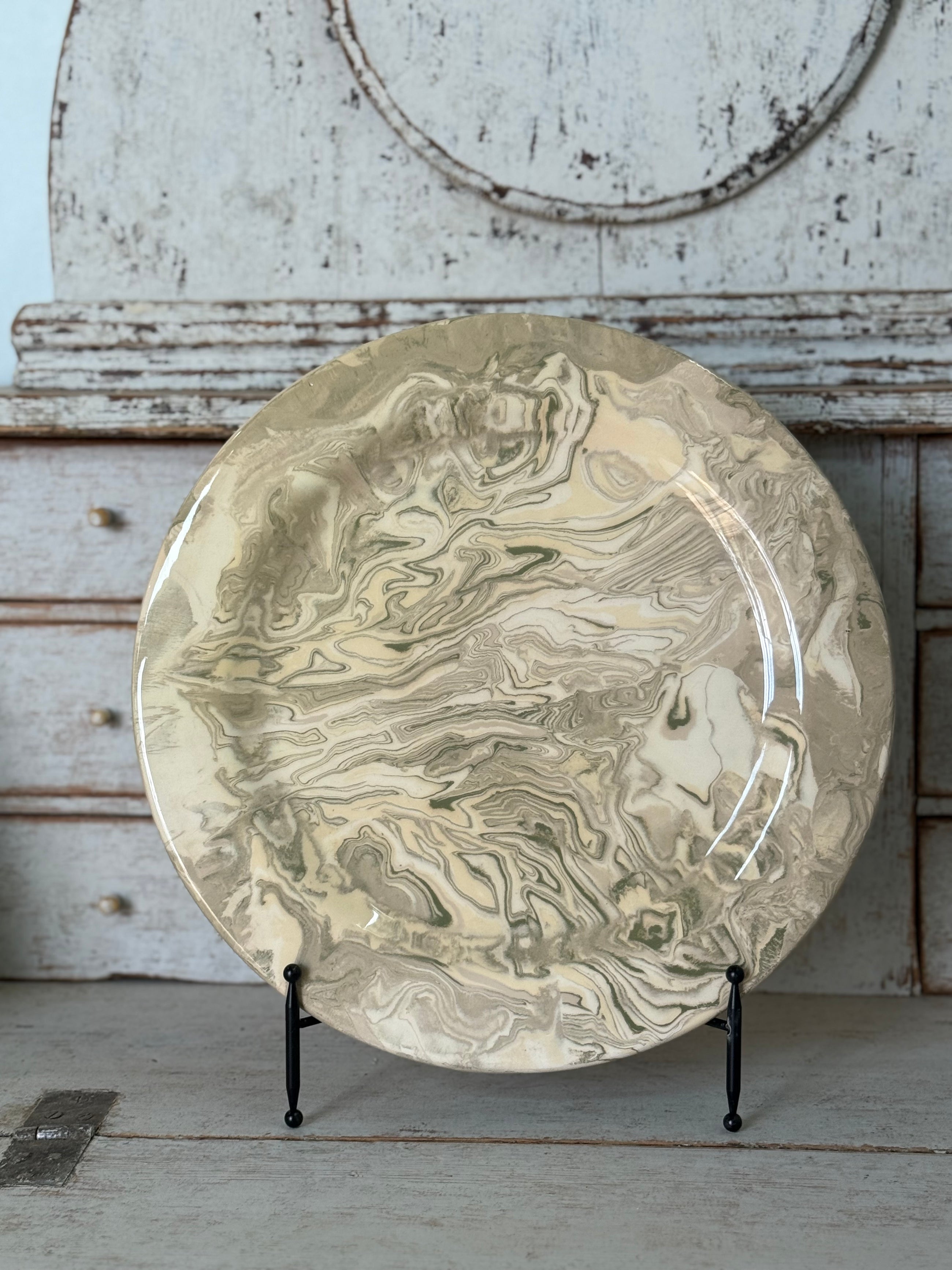 Vintage Marbelized Pichon d'Uzes Plate