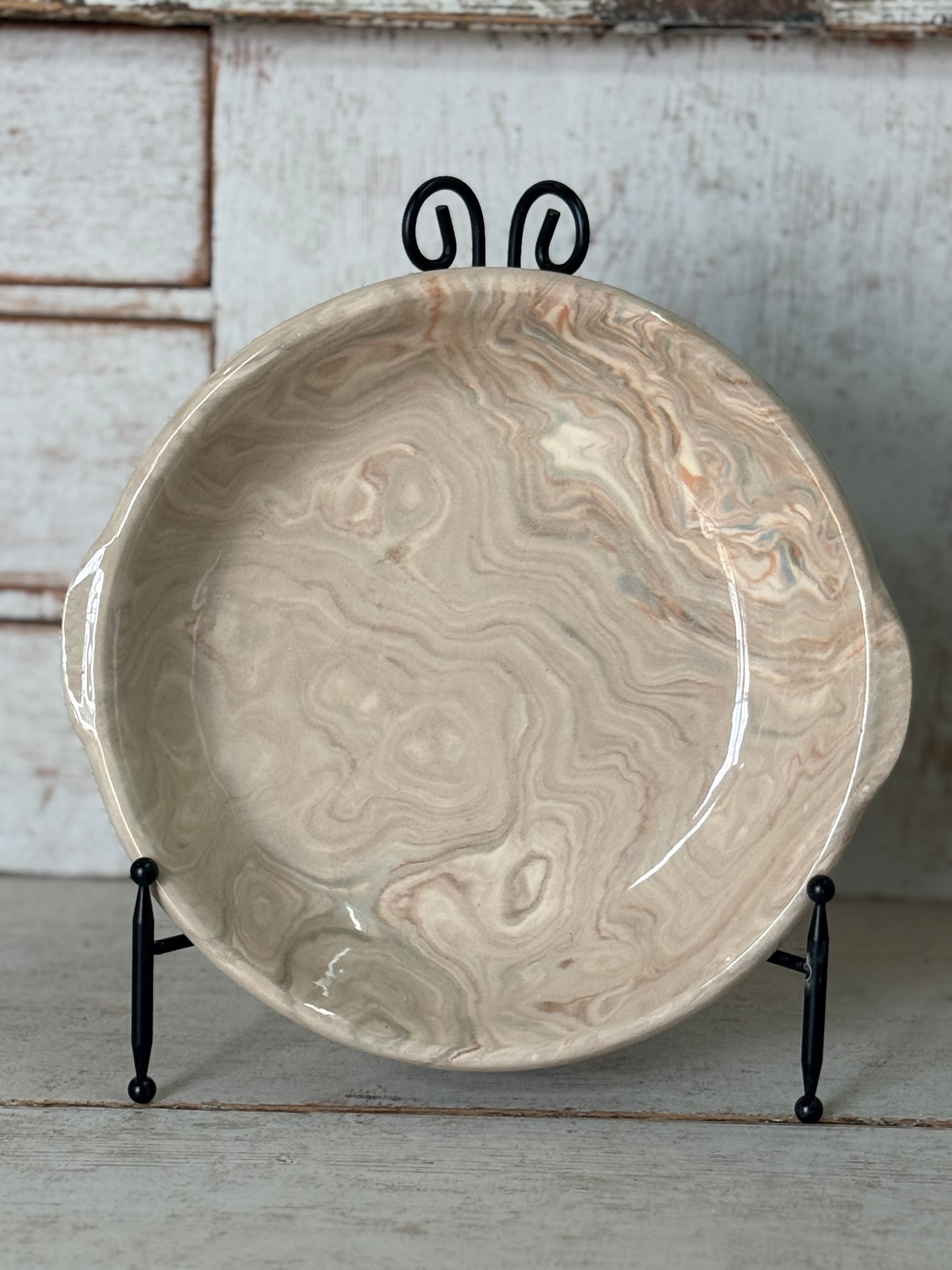 Vintage Marbelized Pichon d'Uzes Handled Bowl