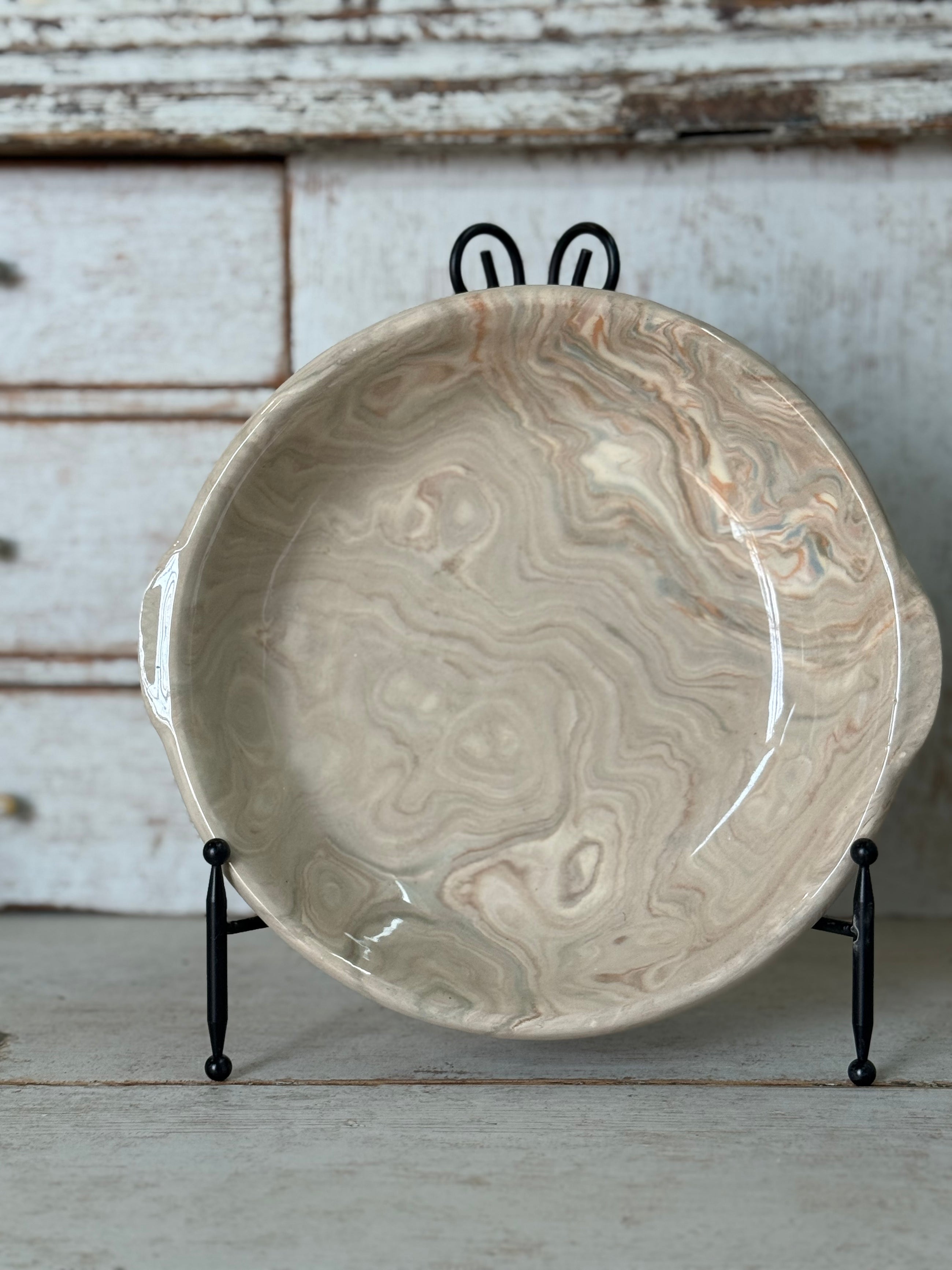 Vintage Marbelized Pichon d'Uzes Handled Bowl