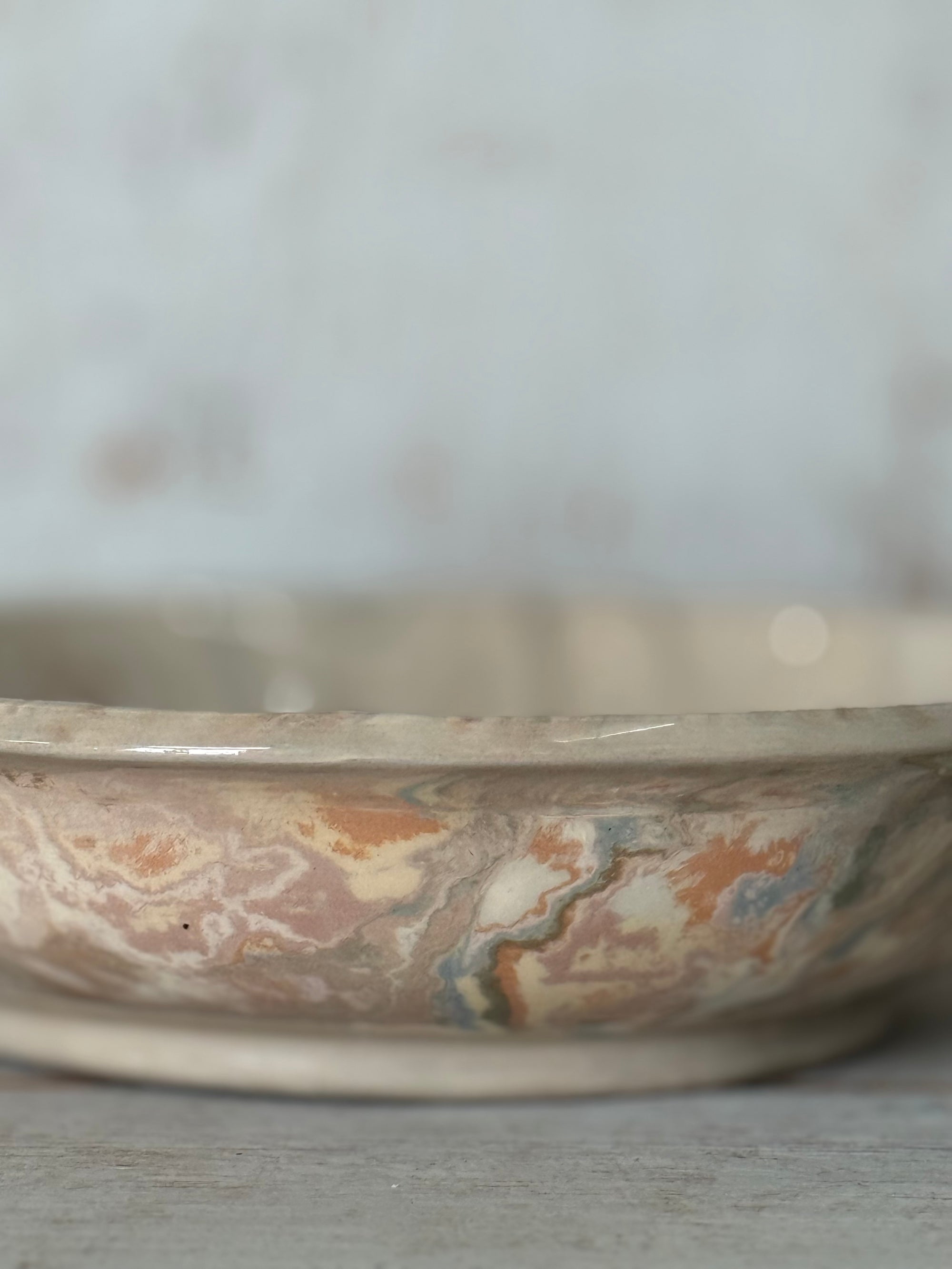 Vintage Marbelized Pichon d'Uzes Handled Bowl