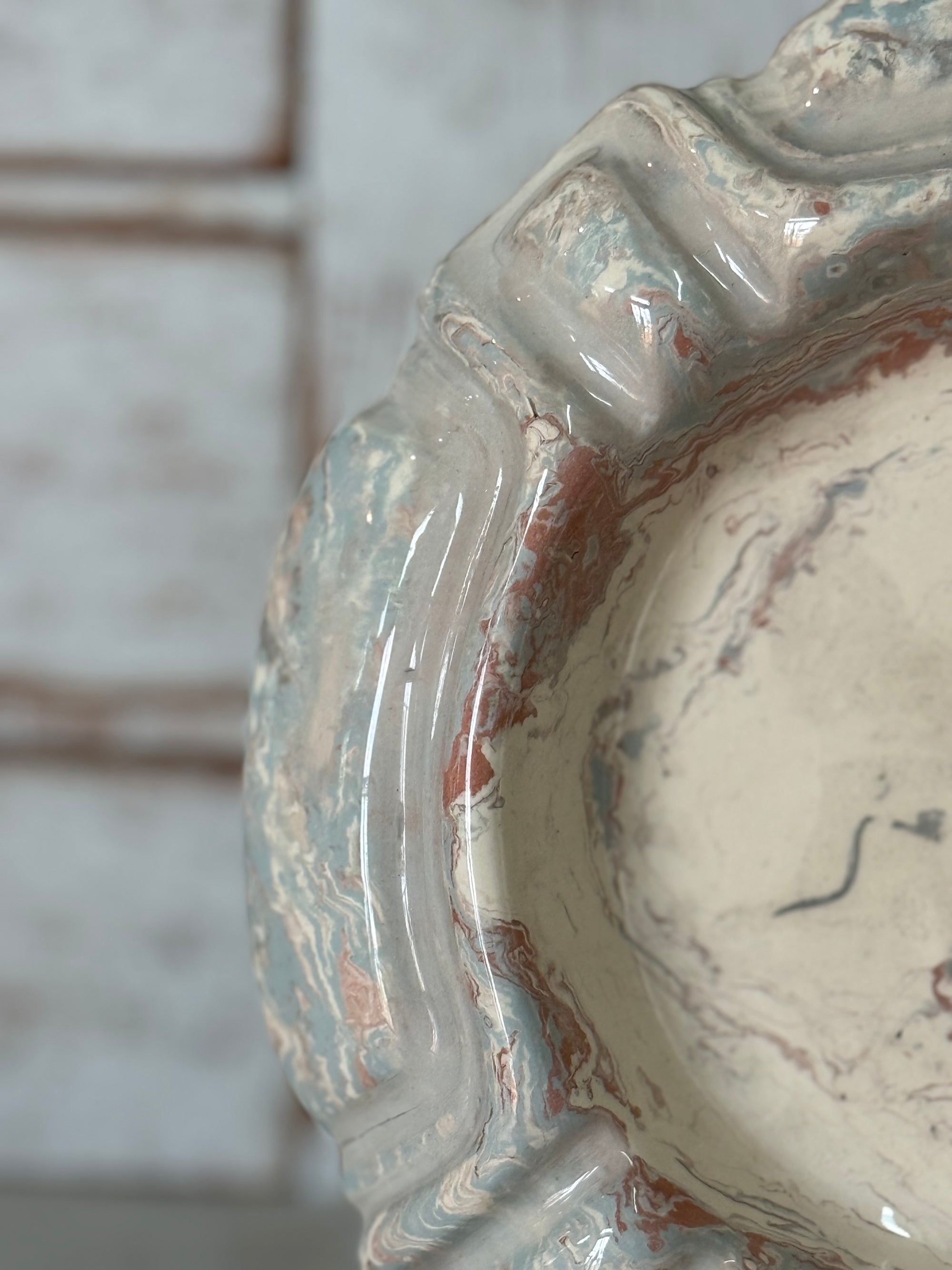 Vintage Marbelized Pichon d'Uzes Trinket Bowl