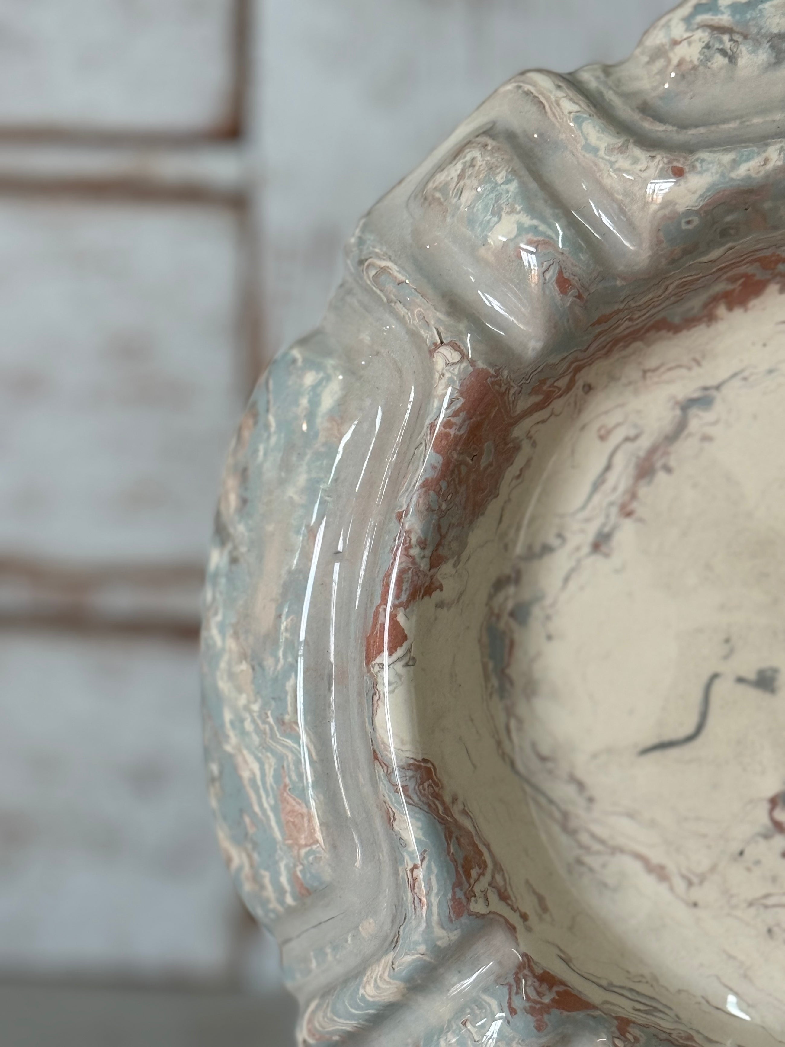 Vintage Marbelized Pichon d'Uzes Trinket Bowl