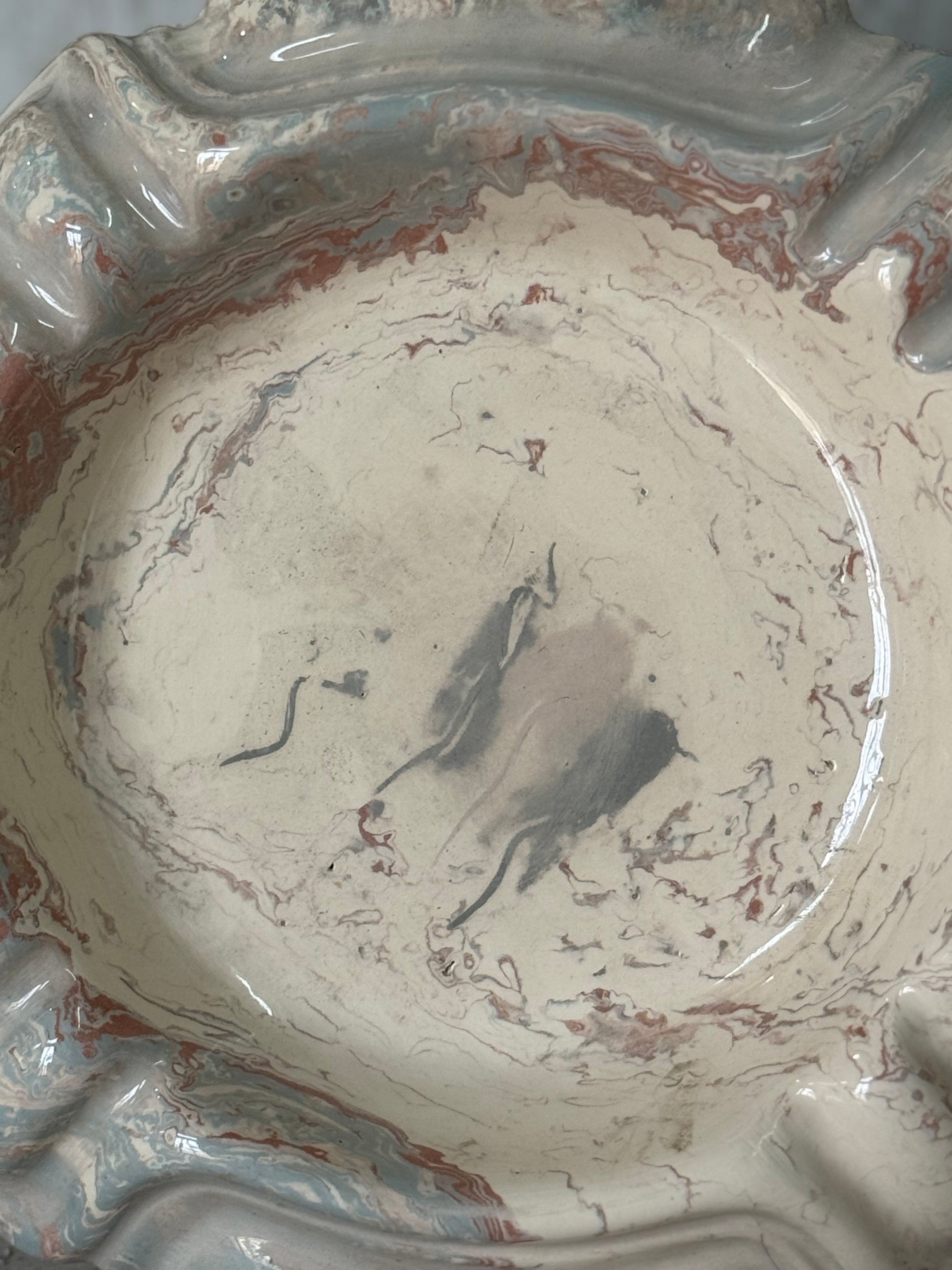 Vintage Marbelized Pichon d'Uzes Trinket Bowl