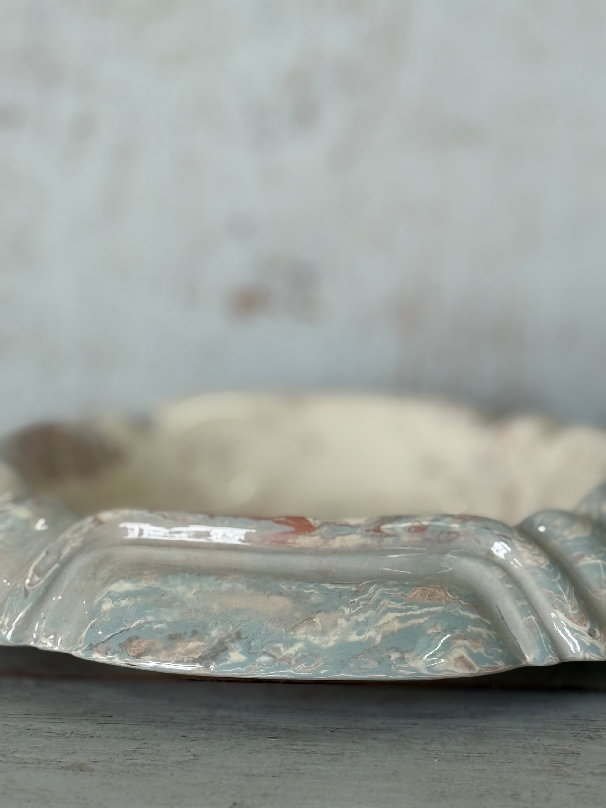 Vintage Marbelized Pichon d'Uzes Trinket Bowl