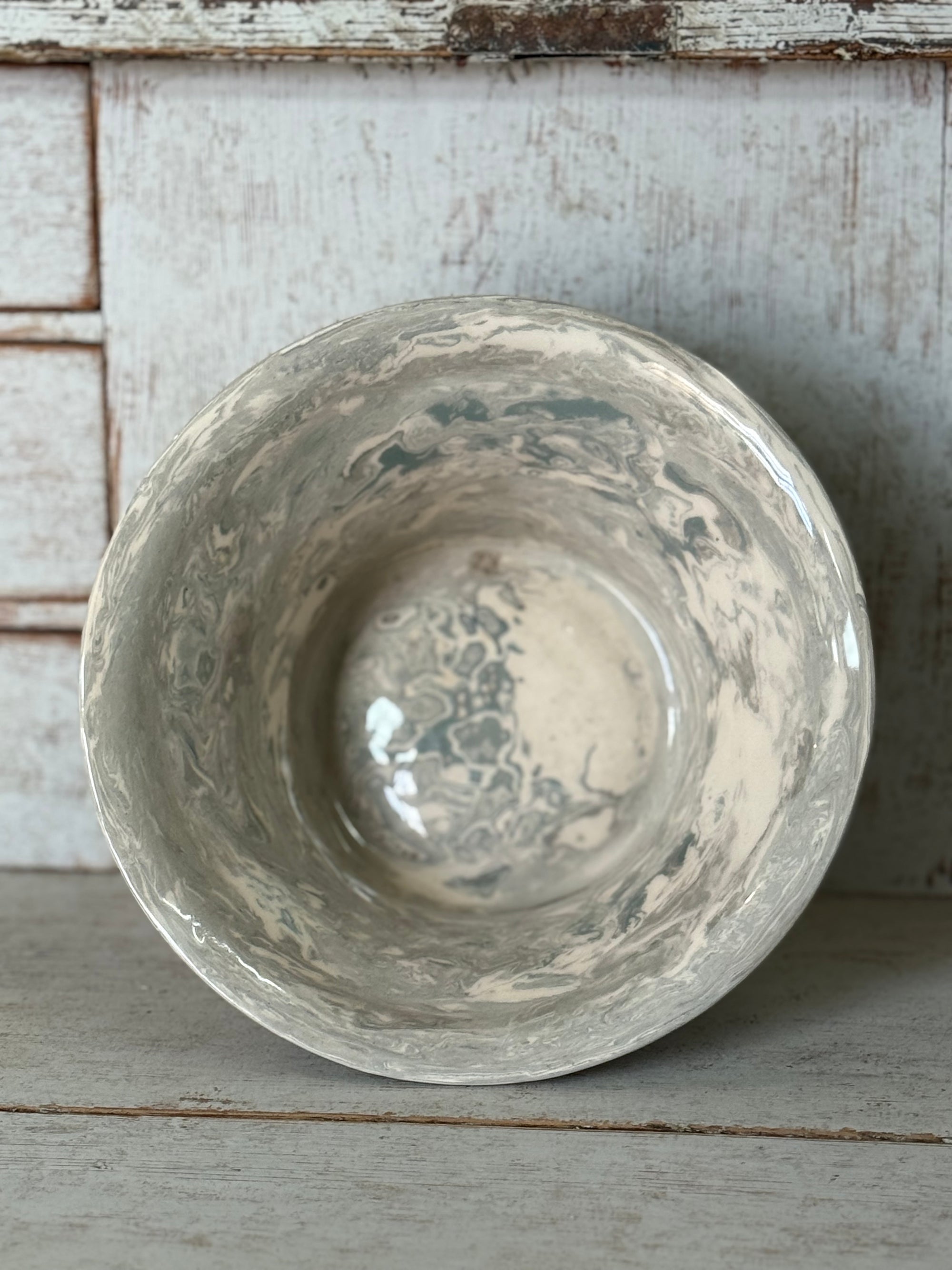 Vintage Marbelized Pichon d'Uzes Decorative Bowl