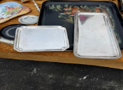 Vintage French Silverplate Tray, Oblong