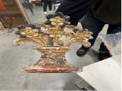 Pair  18th C Painted Floral Cartouches