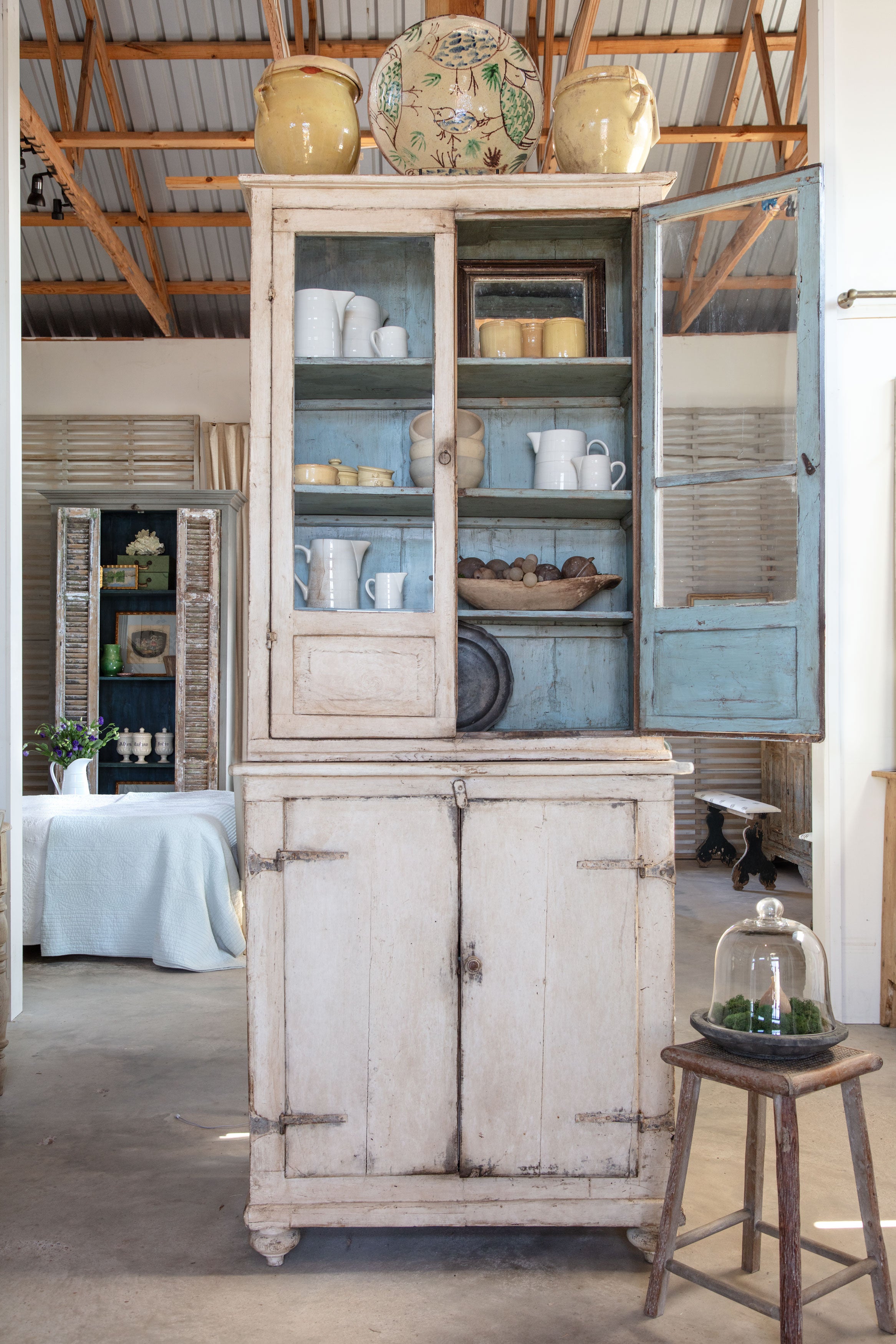 18th C Tuscan Original Glass Fronted Cabinet