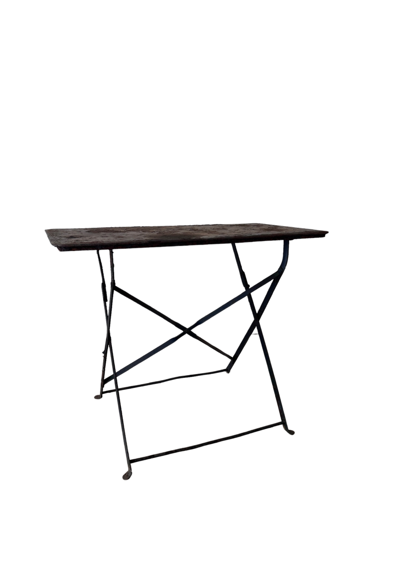 Vintage French Folding Garden Table, Blue Patina