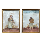 Pair of 18th-Century French Oil Paintings with Textile Appliqué Figures