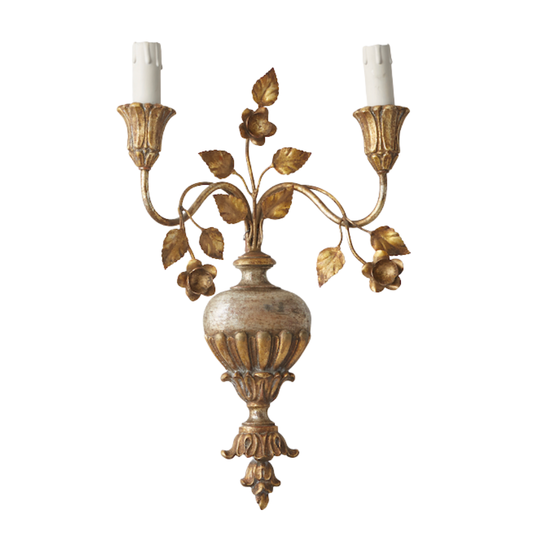Belgian Charming Antique Gilded Sconce, Single