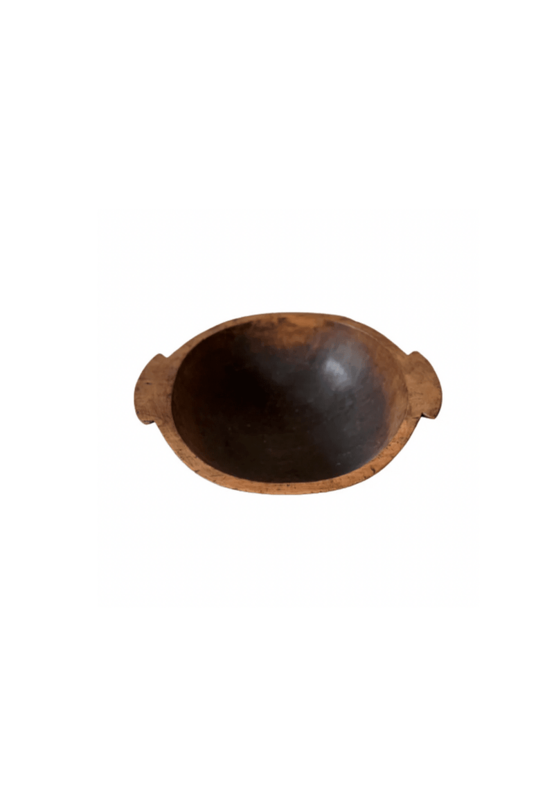 Antique French Wooden Dough Bowl with Handles