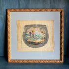 Framed 19th-Century Aubusson Cartoons on Pale Blue Linen Mat