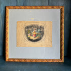 Framed 19th-Century Aubusson Cartoons on Pale Blue Linen Mat