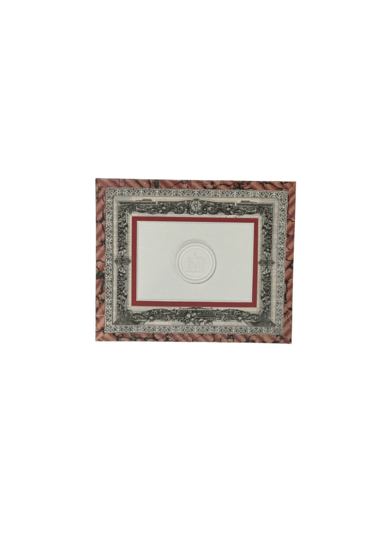 French Decoupaged Frame with Intaglios, Scarlet and Charcoal