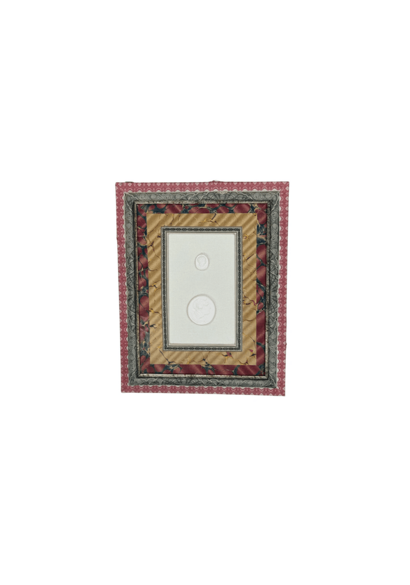 French Decoupaged Frame with Intaglios, Scarlet and Mustard