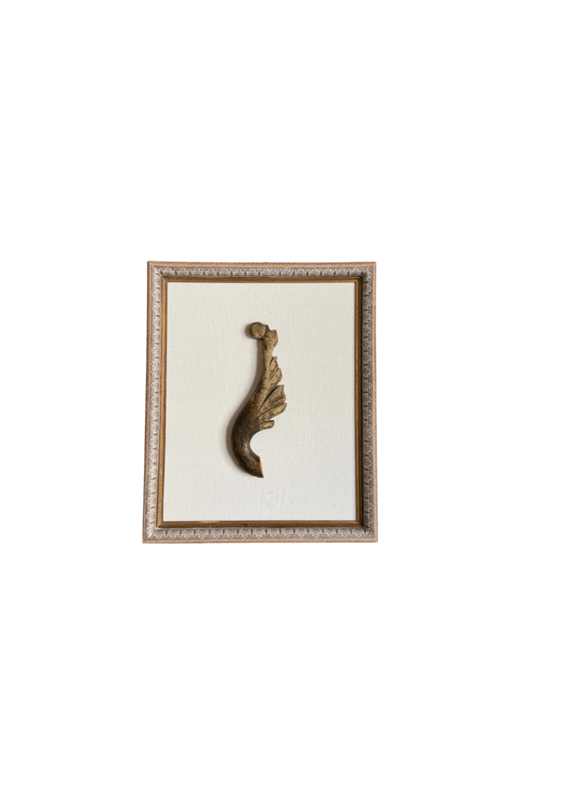 Handmade Paper Frame with Wooden Fragment on Linen Mat