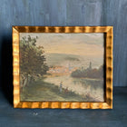Antique Fishing Landscape Painting 9.75"H x 12"W