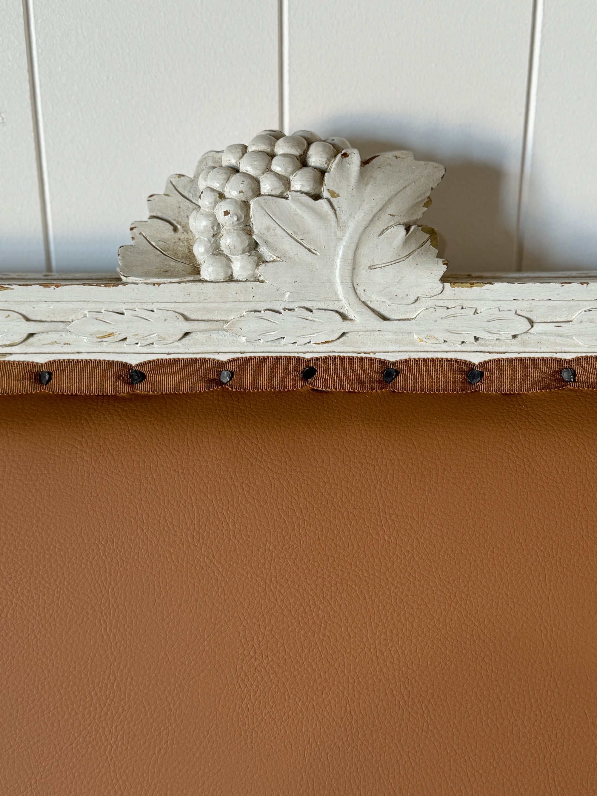 Antique Swedish Settee Updated in Tobacco Leather