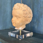 Antique French Terracotta Bust Fragment Mounted on Acrylic Base
