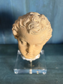 Antique French Terracotta Bust Fragment Mounted on Acrylic Base