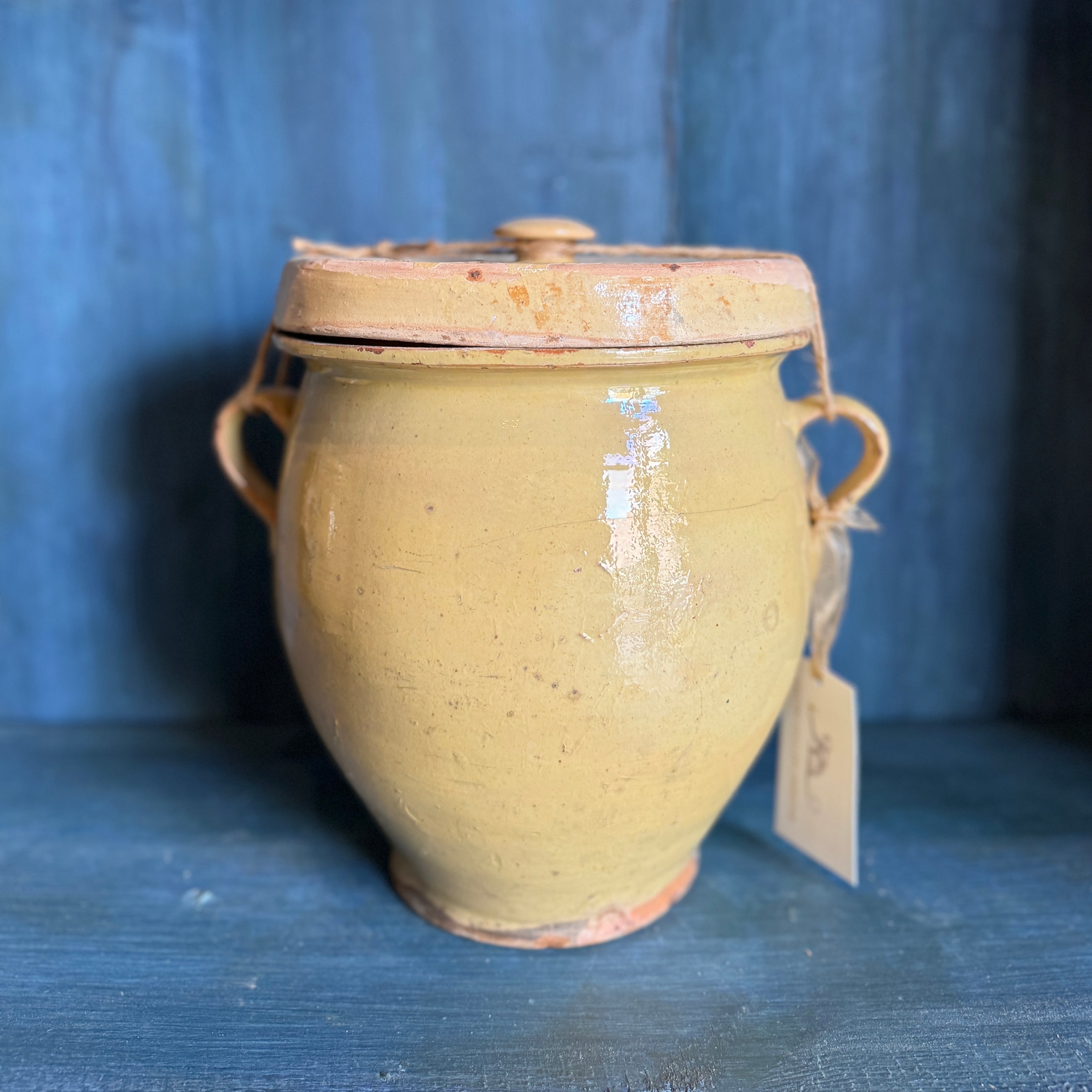 Antique Italian Confit Pot with Lid, Large