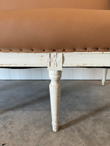 Antique Swedish Settee Updated in Tobacco Leather