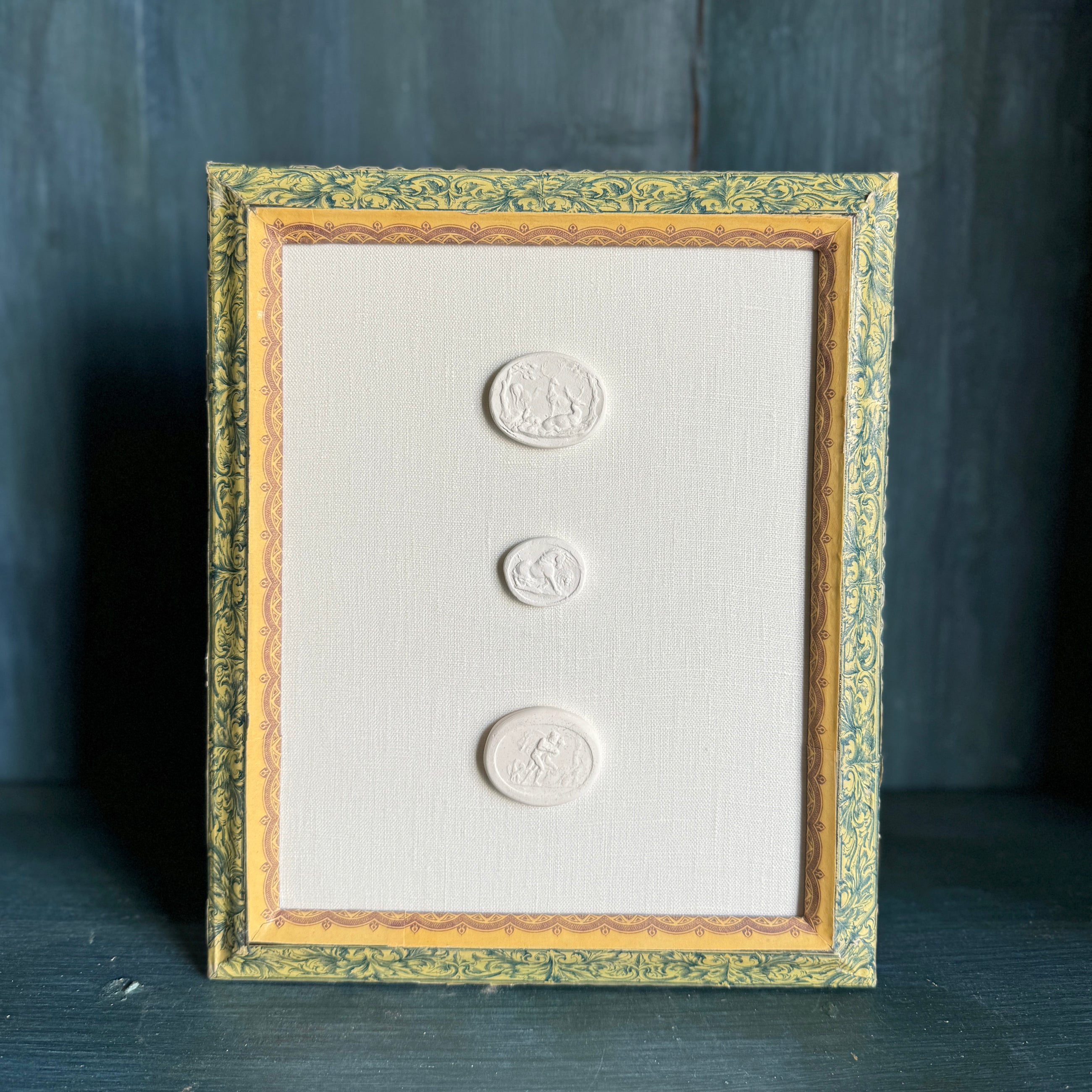 Intaglios Mounted on Linen in Handmade Frame