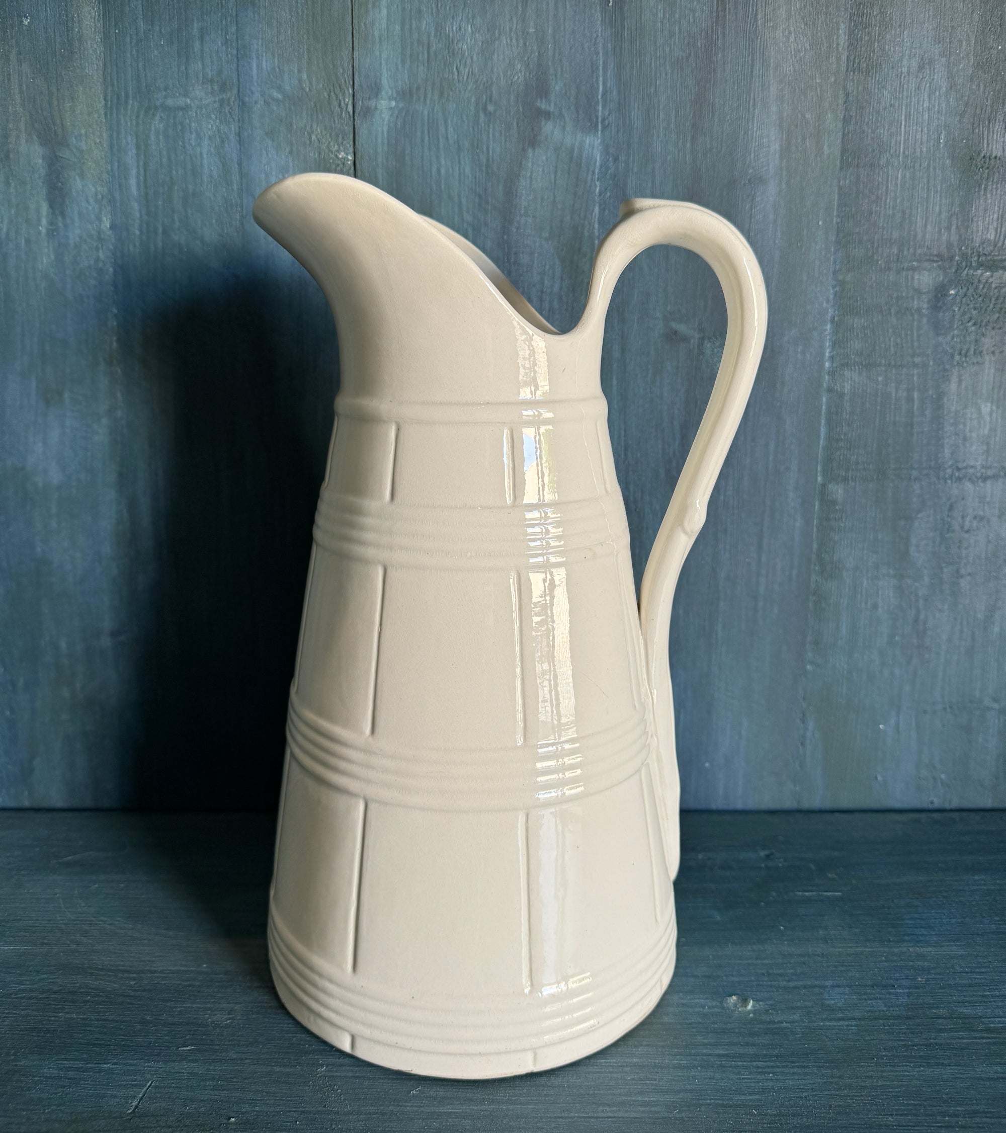 Tall Antique Belgian Ironstone Pitcher