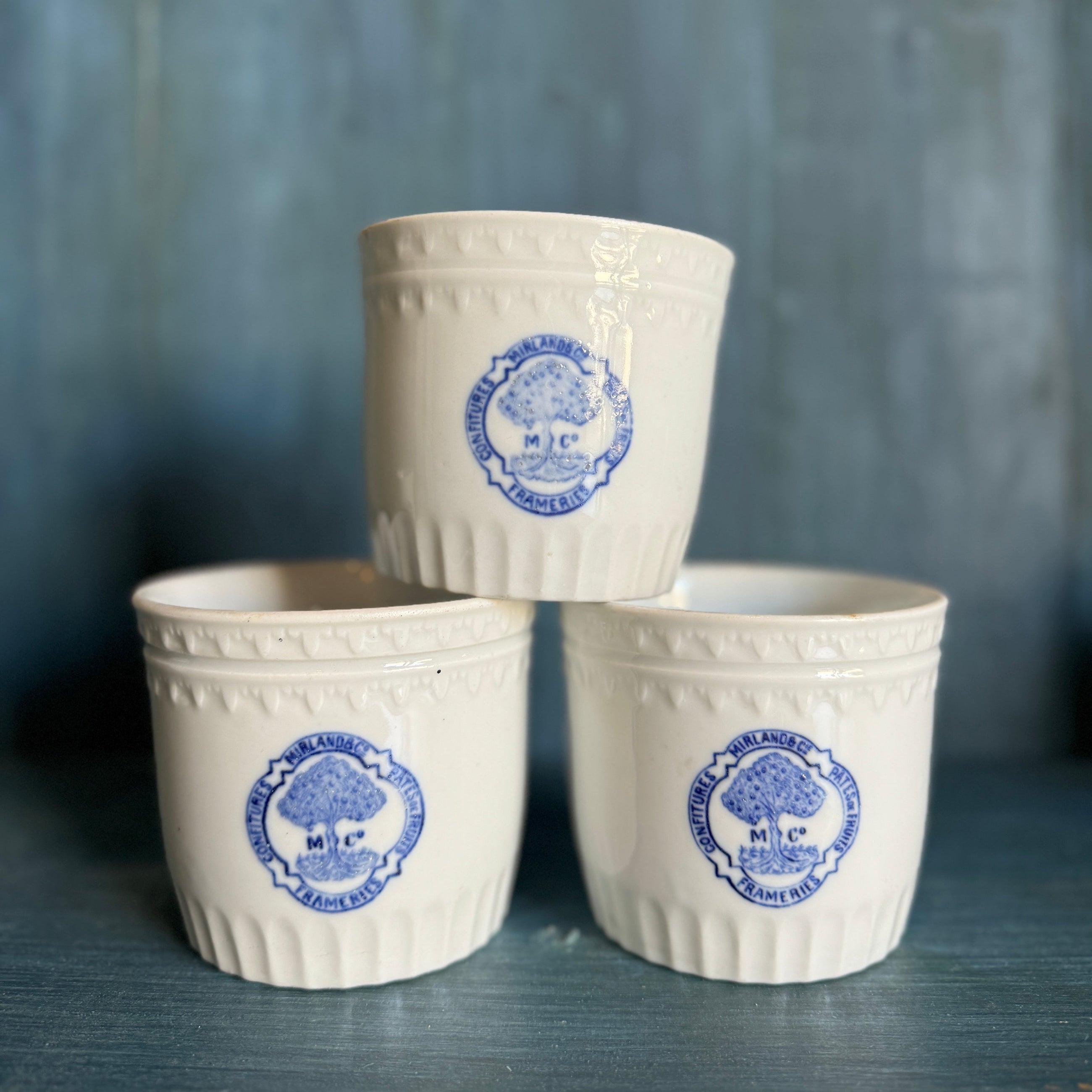 Vintage French Confiture Jar with Blue Insignia