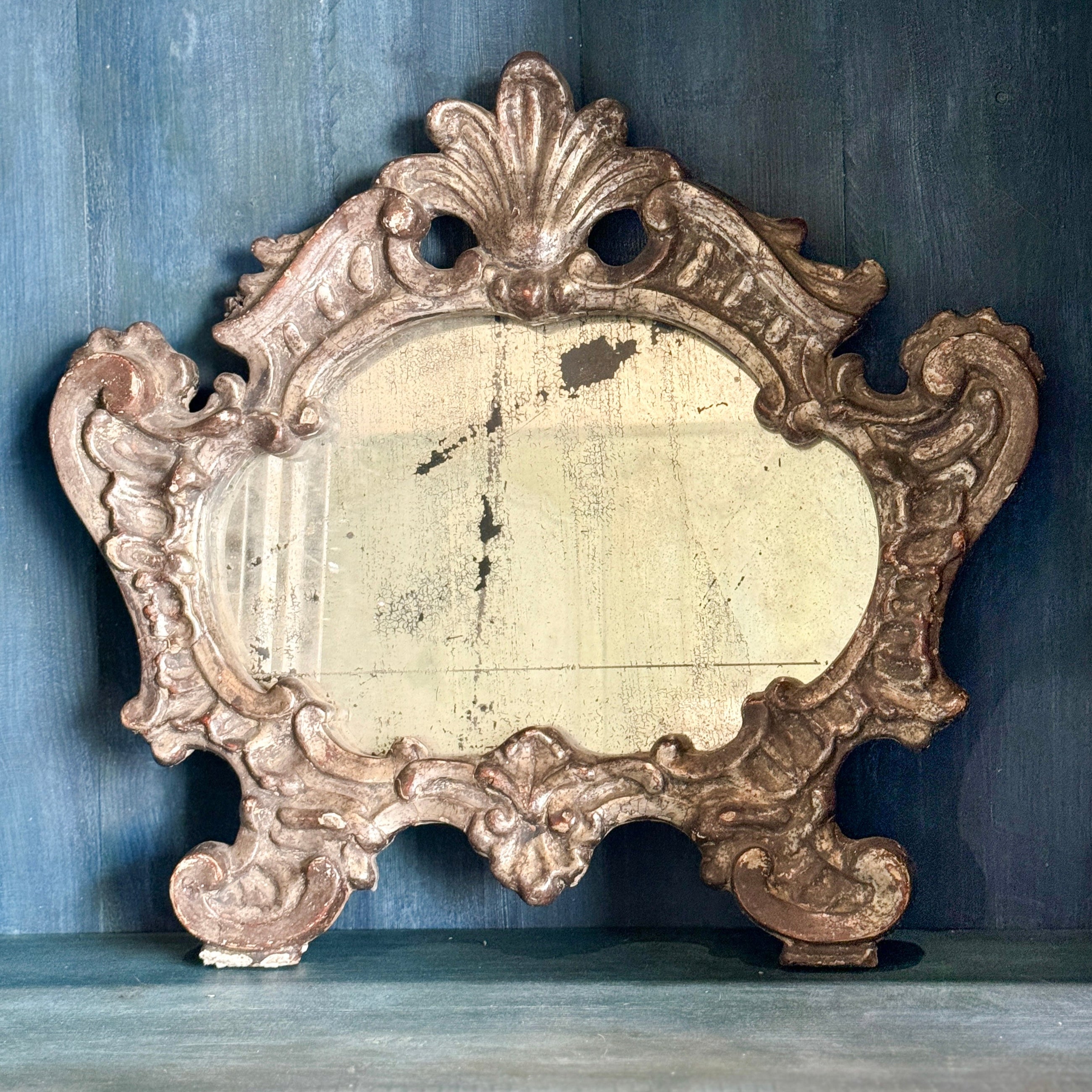 Beautiful 18th C. Silver Gilt Italian Mercury Mirror