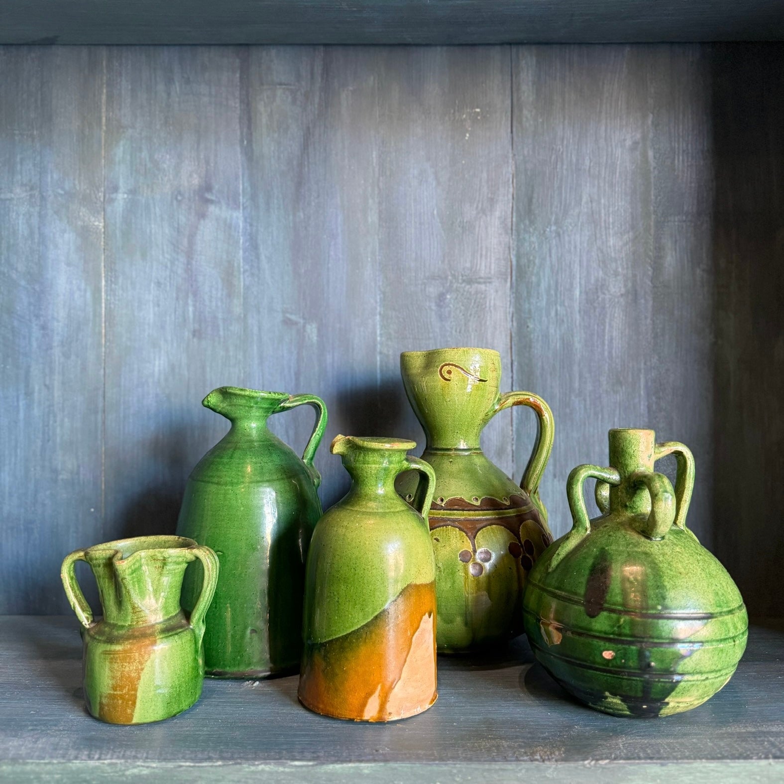 Spanish Antique Green Glazed Water Jug