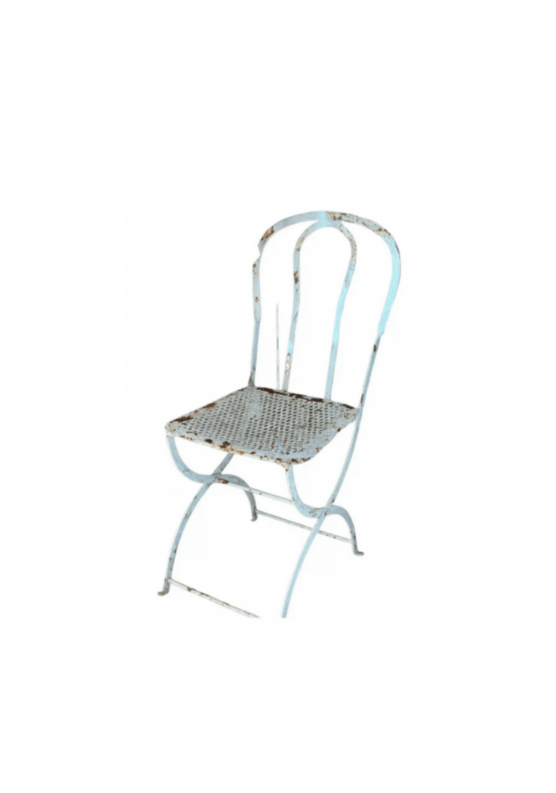 Pair of Napoleon III French Folding Garden Chairs with Aged Patina
