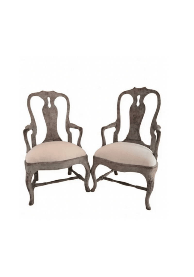 Pair of Swedish Rococo Arm Chairs circa 1900