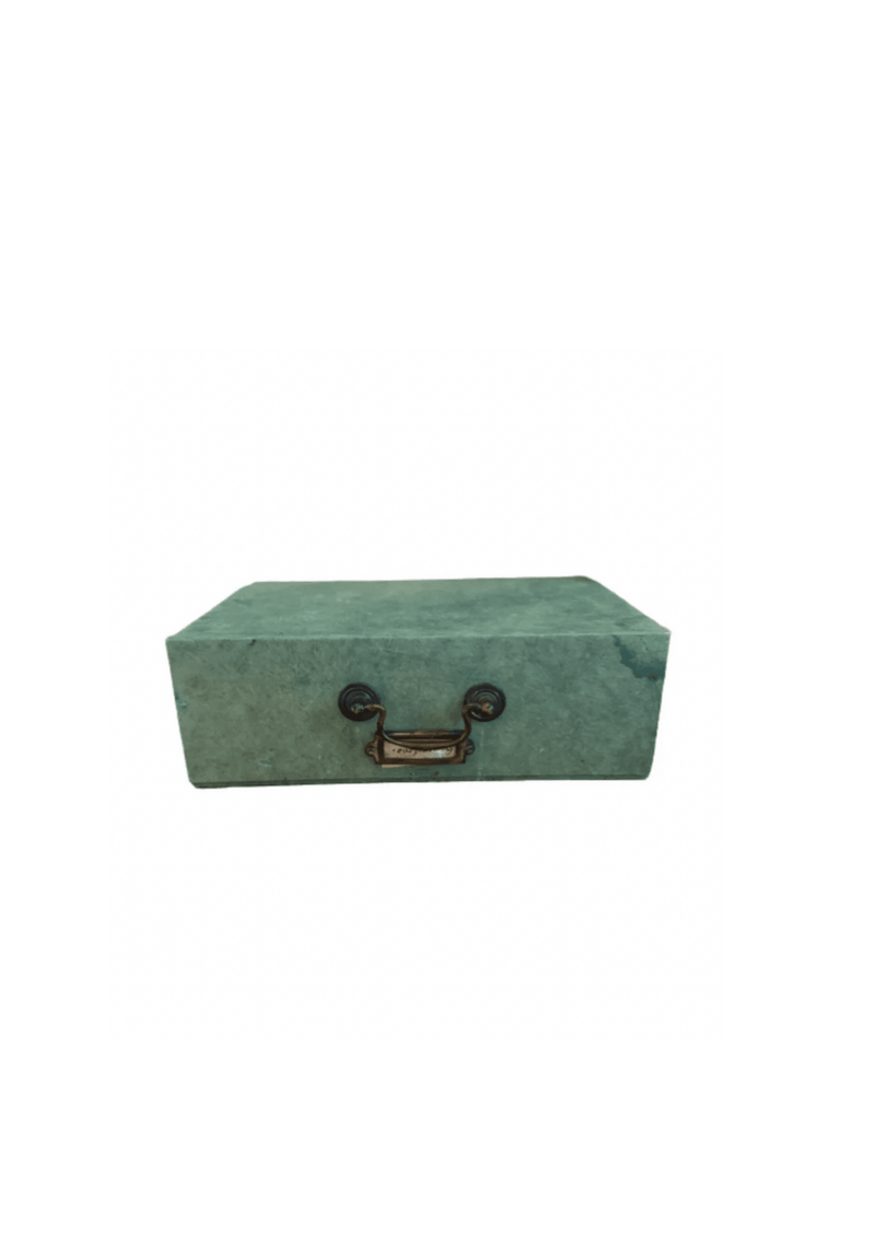 Vintage French Green Documents Box with Brass Handle