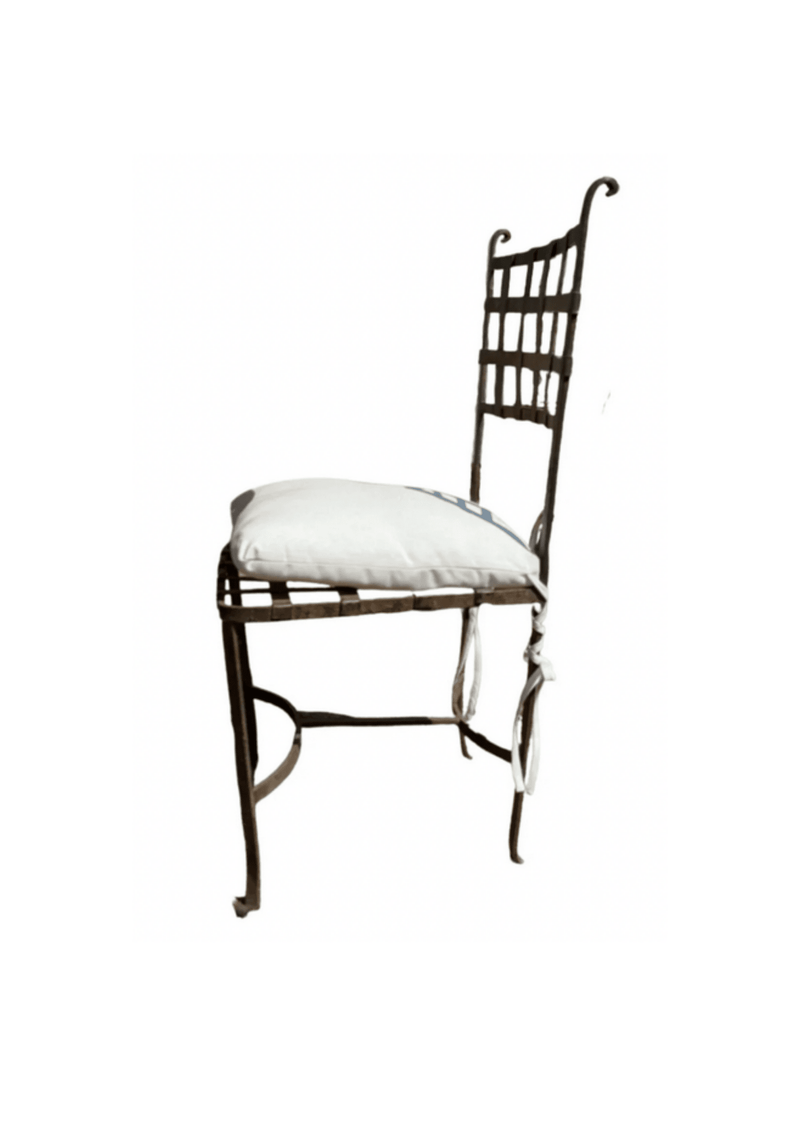 Vintage French Iron Garden Chairs with Cushions, Set of 4