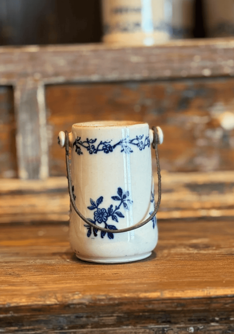 Vintage French Kitchen Canisters with Handle, Medium