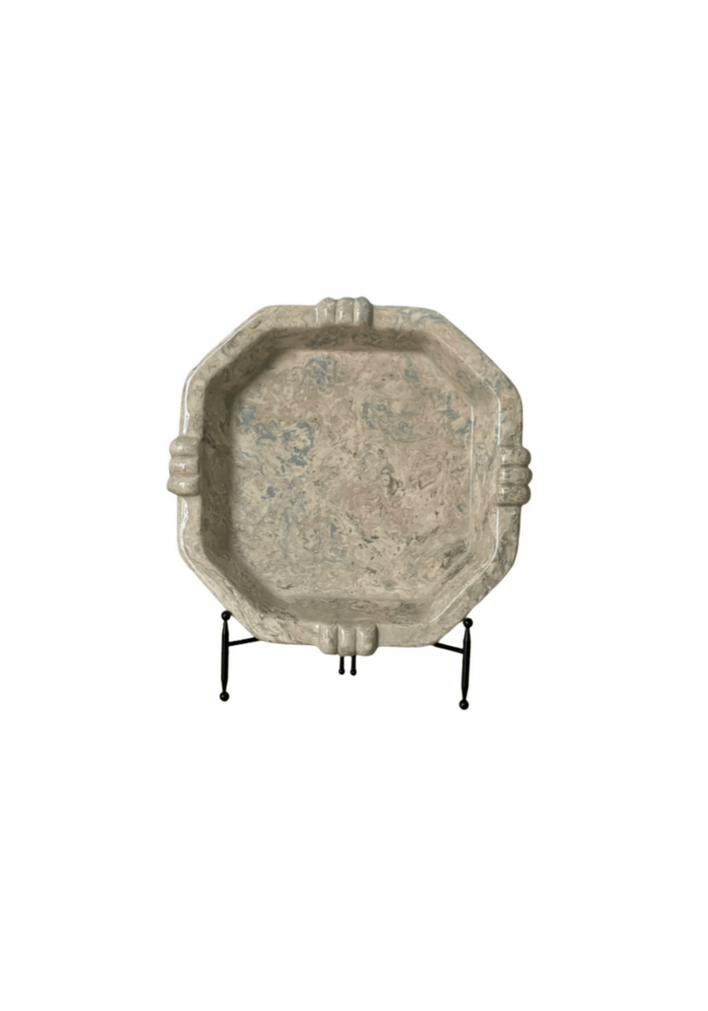 Vintage Marbelized Pichon d'Uzes Low Serving Bowl