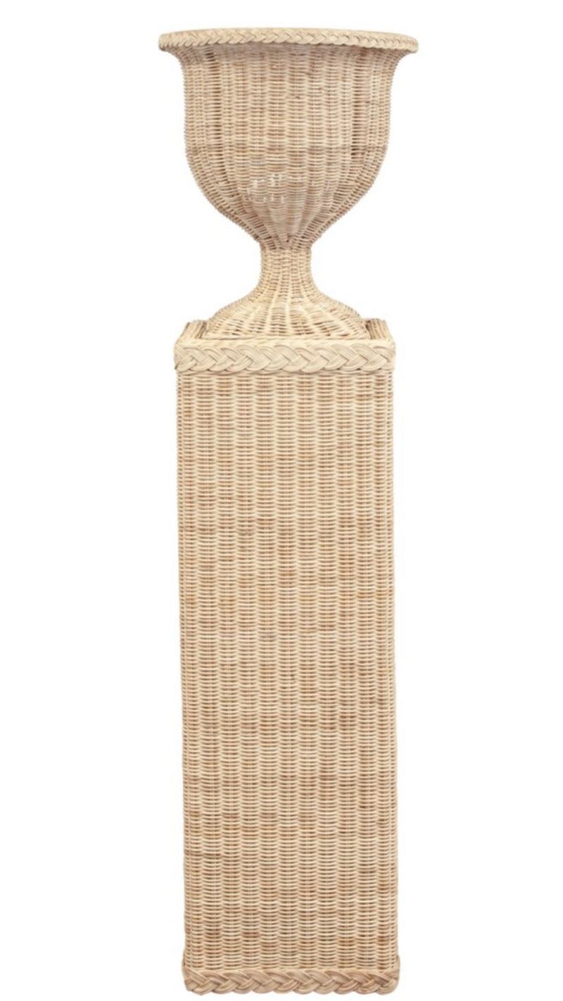 Wicker Neoclassical Urn and Pedestal